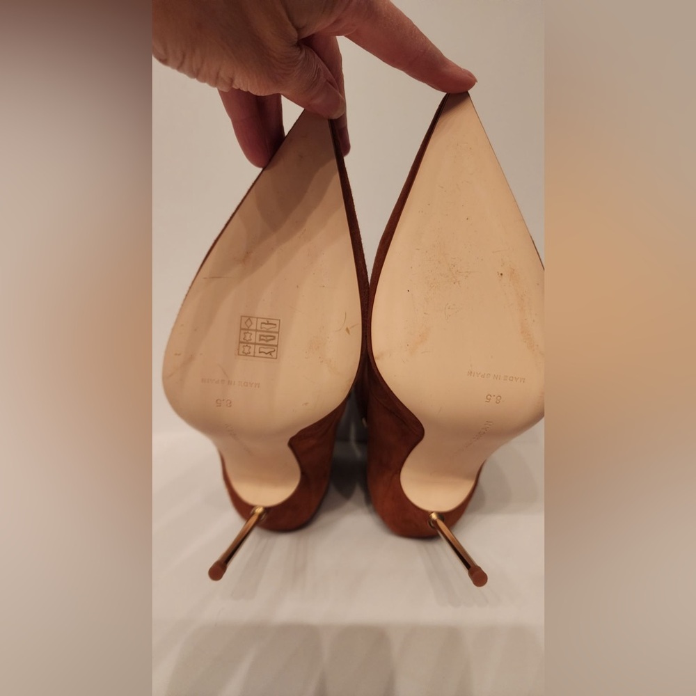 Good American Shoes Good American Brown Suede Booties Lace Up Stiletto Size 8.5 - Picture 14 of 16
